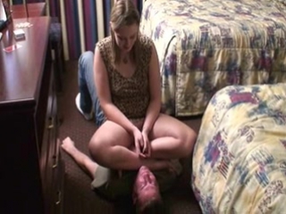 young chubby mistress facesits her slave